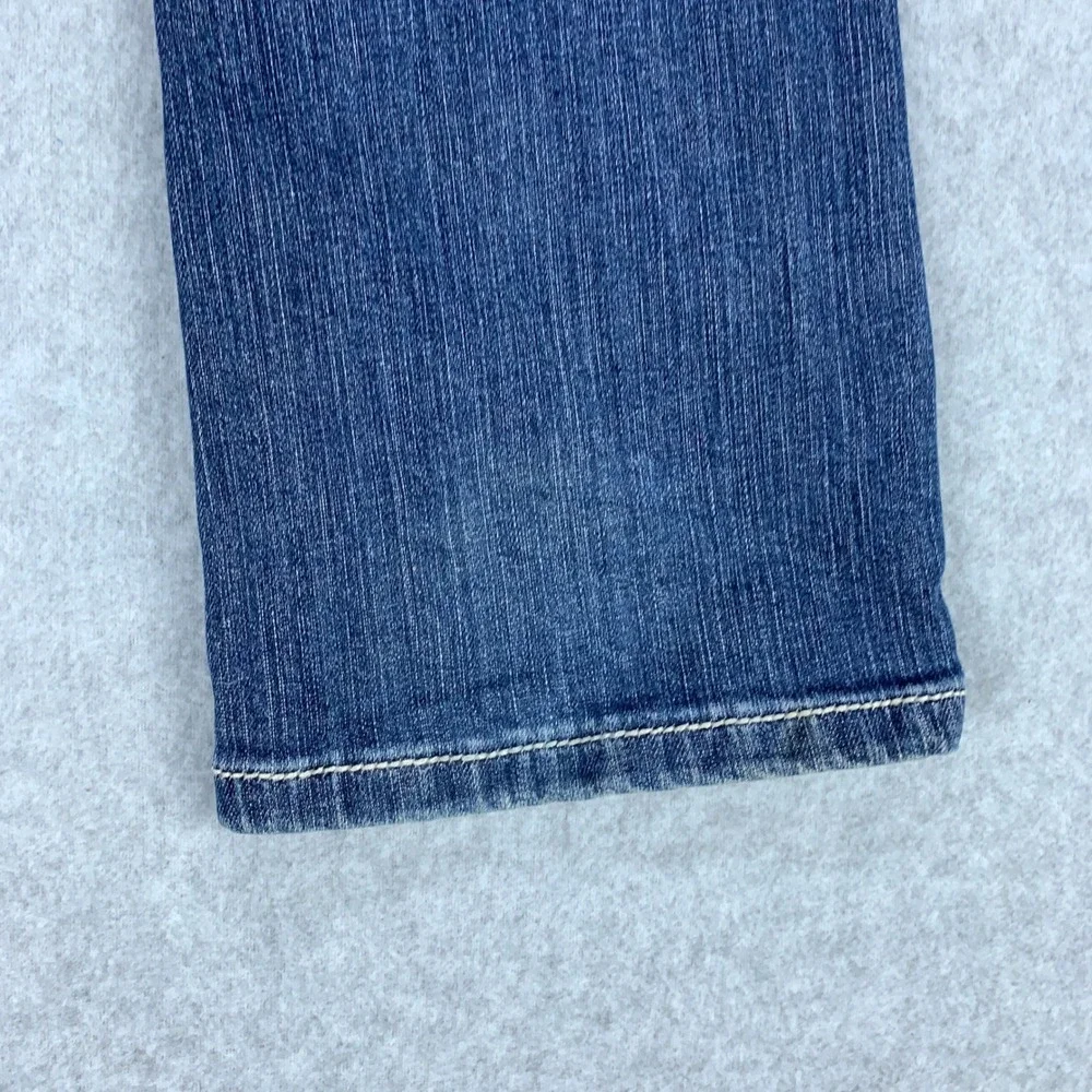 L.A. Idol Bootcut Jeans Womens 7 Blue Rhinestone Embroidered Pockets Stretch